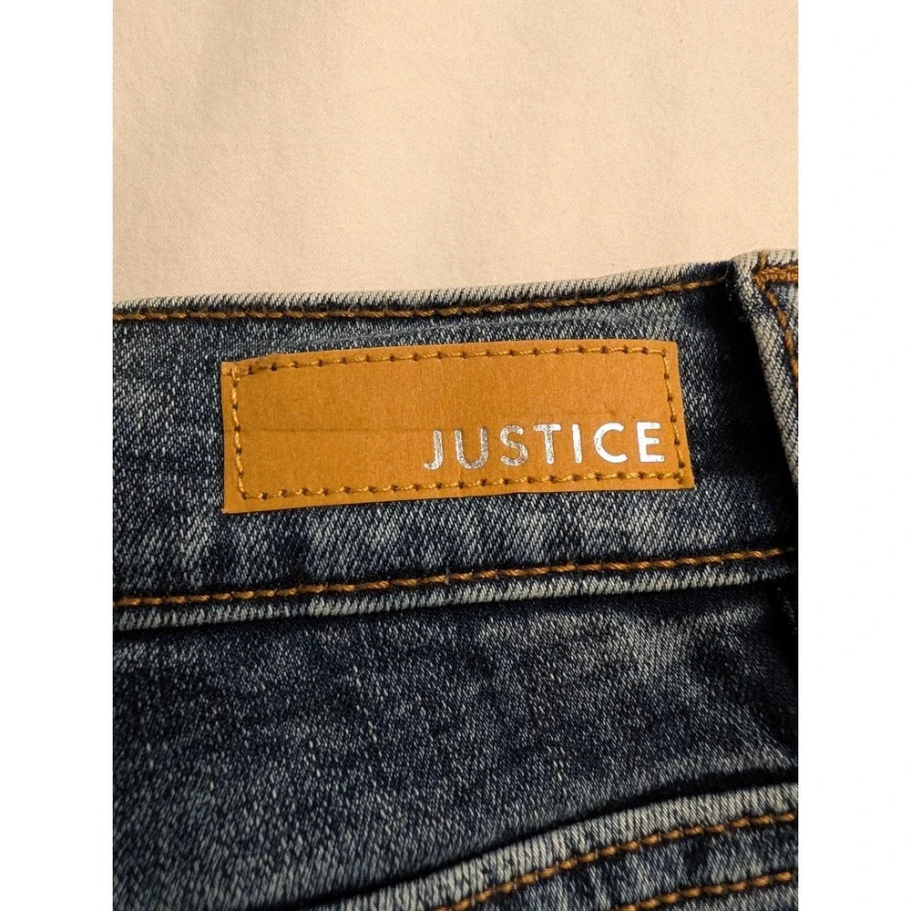 Justice Girls Mini Mom Jeans Medium Wash Distressed Denim Size 7 469821   NWT